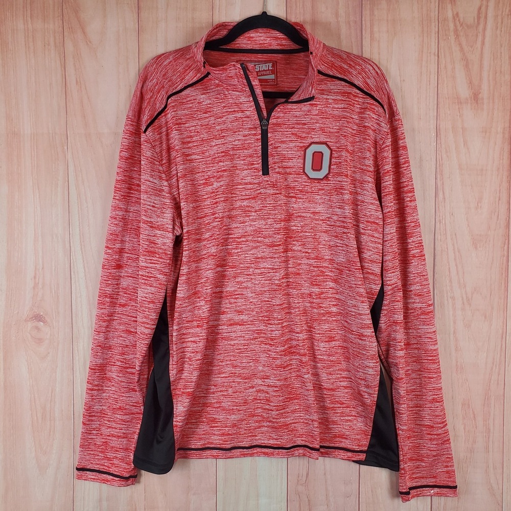 Authentic Apparel Ohio State Buckeyes Mens Jacket Sz Large Red 1/4 Zip Pullover